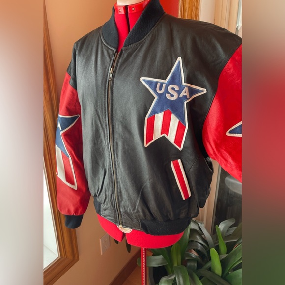 XL 🏍️ RARE USA 🇺🇸 unique Men’s LEATHER jacket coat moto - Picture 2 of 16